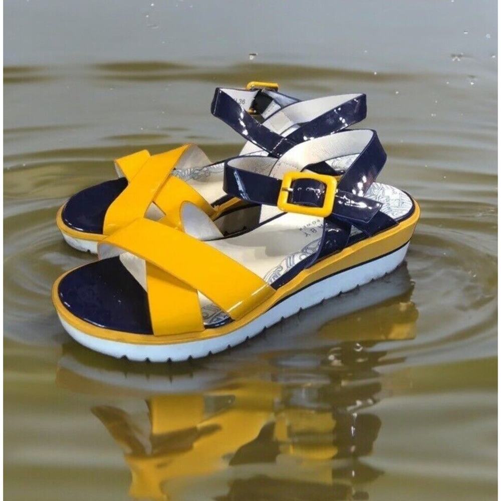 Carnaby London Power patent sandals lakers‎ Yellow Purple Women’s Size 5.5 36